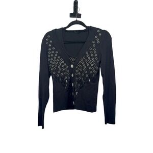 YUKA‎ Black Embellished Tank Top & Cardigan Set Women's T1 Knit Sweater
